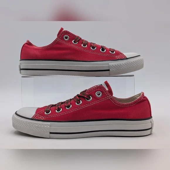 Converse Rebellion All Star Red Canvas Sneaker Women Sz 7 | Men Sz 5 Plaid Laces - Picture 11 of 17